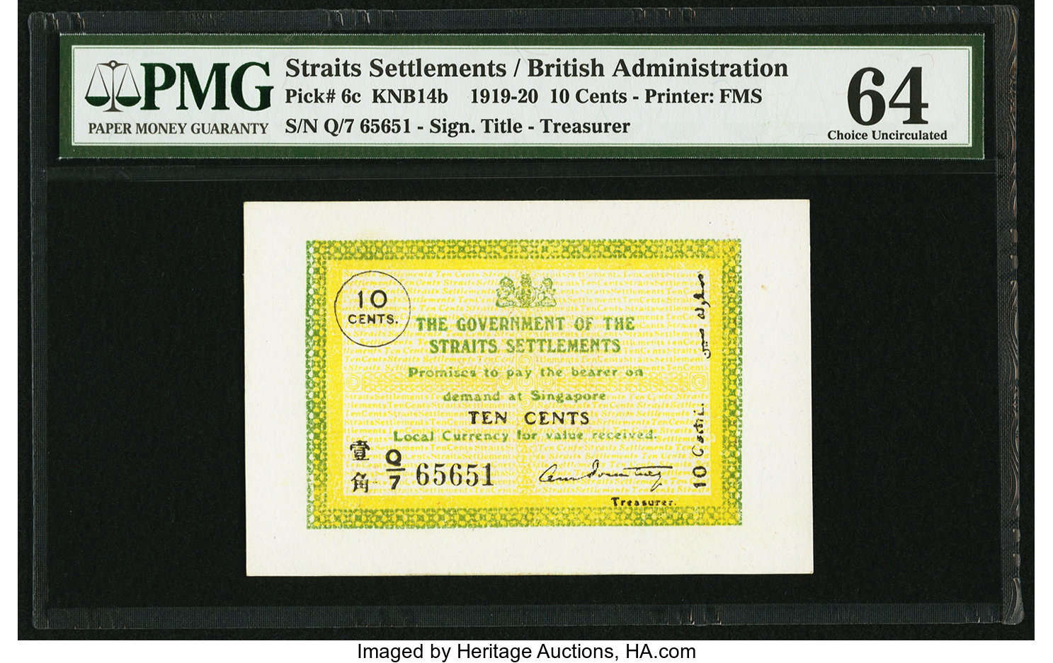 image for: Straits Settlements  10 cents(B115c)