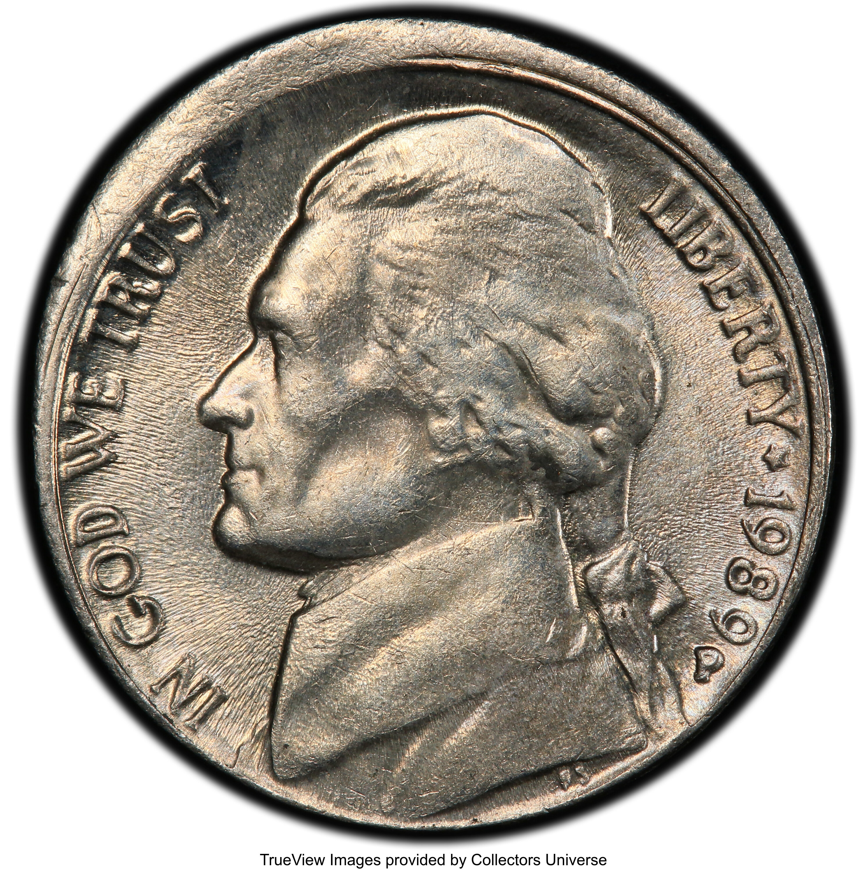 image for: 1989-P 5C Jefferson Nickel -- Collar Cud @9-12 O'Clock -- MS61 PCGS....