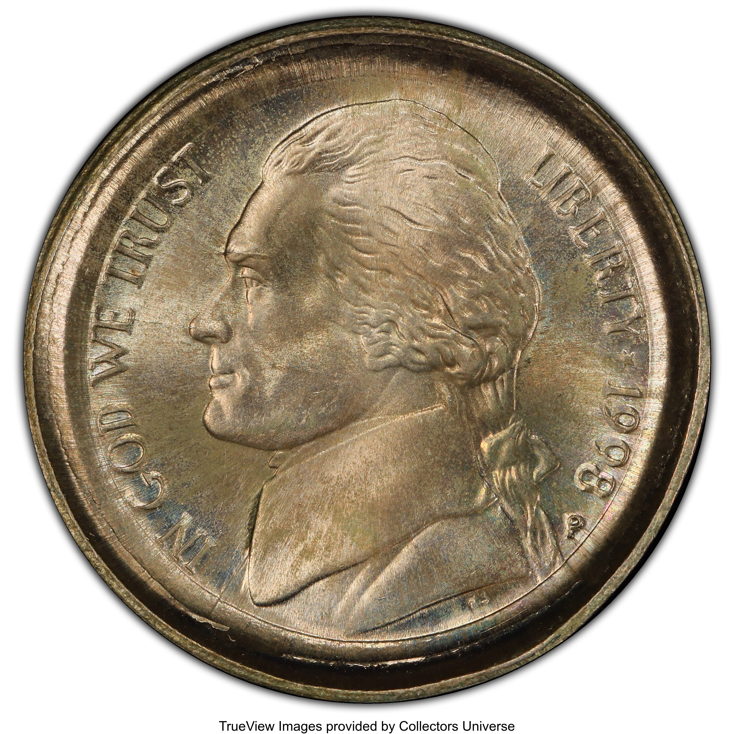 image for: 1998-P 5C Jefferson Nickel -- Minor Double Struck, Broadstrike -- MS65 PCGS....