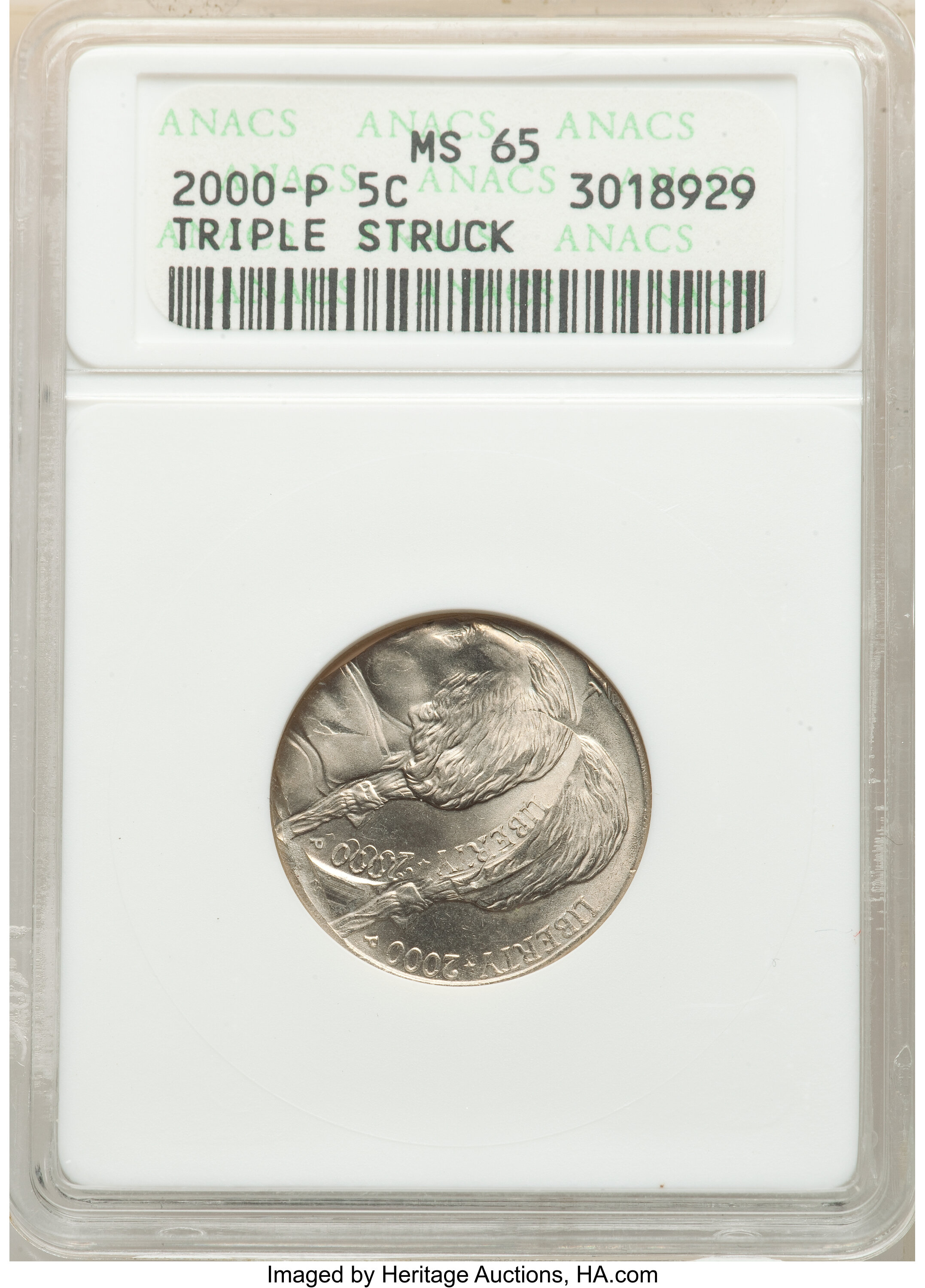 image for: 2000-P 5C Jefferson Nickel -- Triple Struck -- MS65 ANACS....