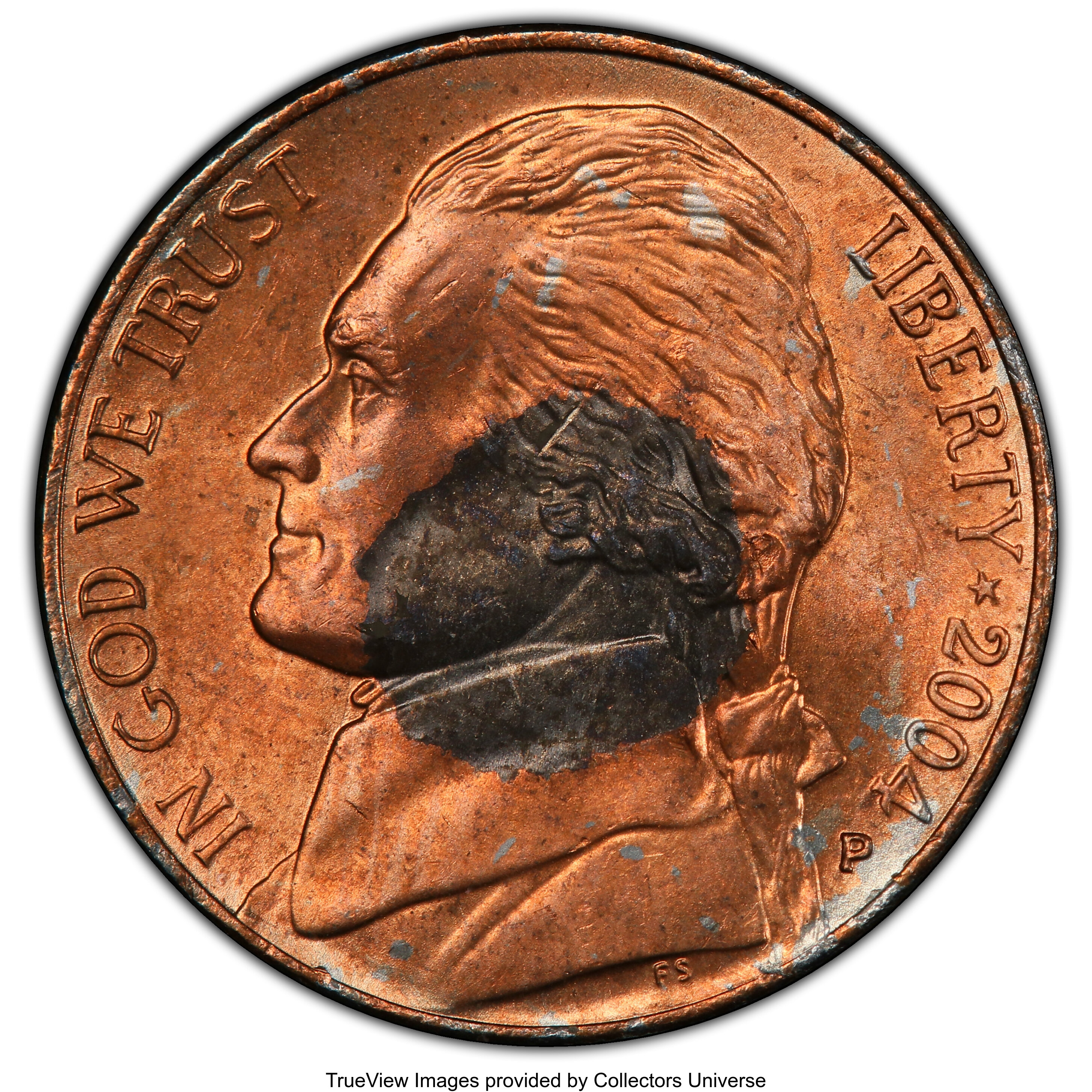 image for: 2004-P 5C Keel Boat Jefferson Nickel -- Improperly Annealed Planchet -- MS64 PCGS....