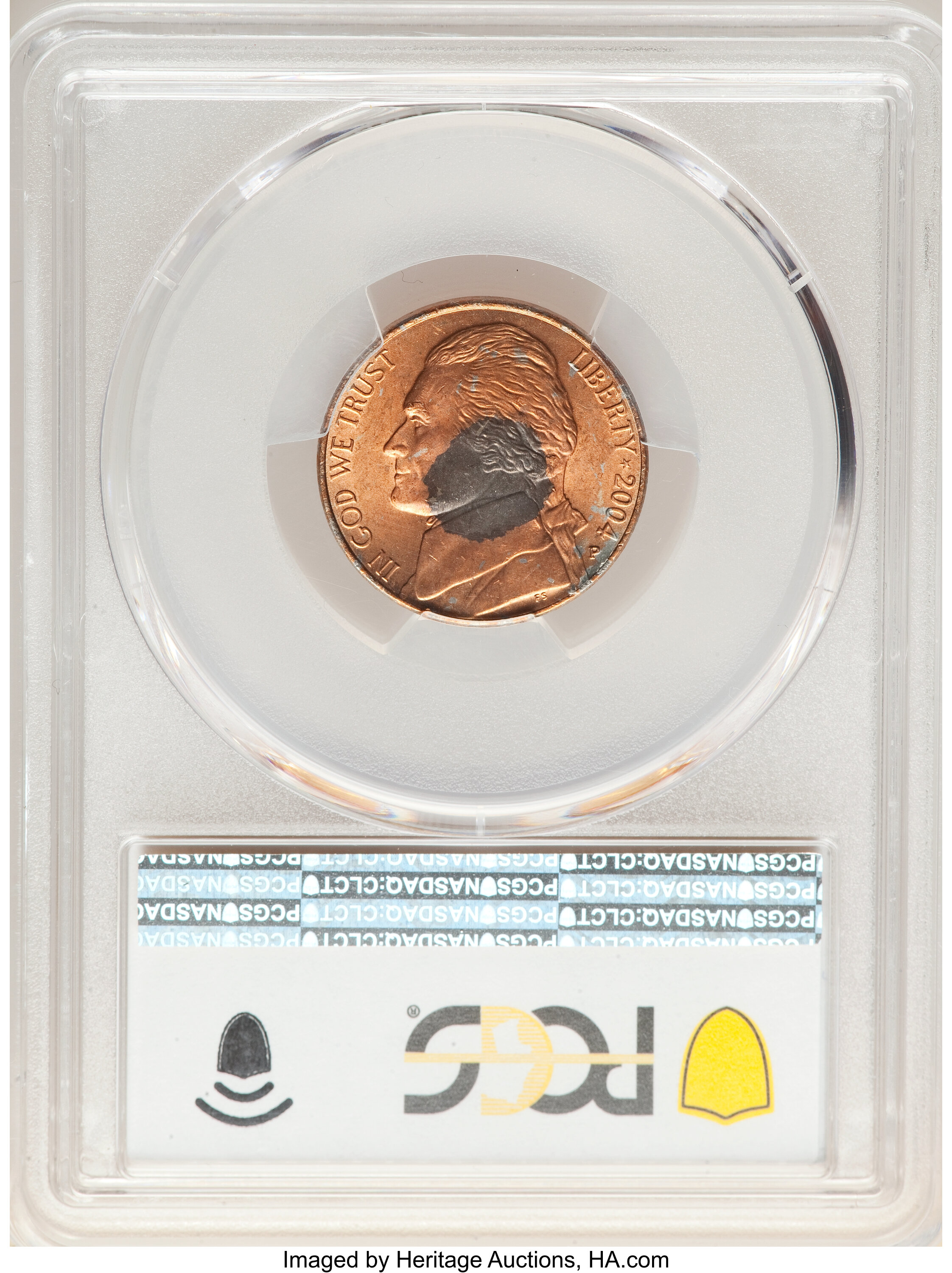 image for: 2004-P 5C Keel Boat Jefferson Nickel -- Improperly Annealed Planchet -- MS64 PCGS....