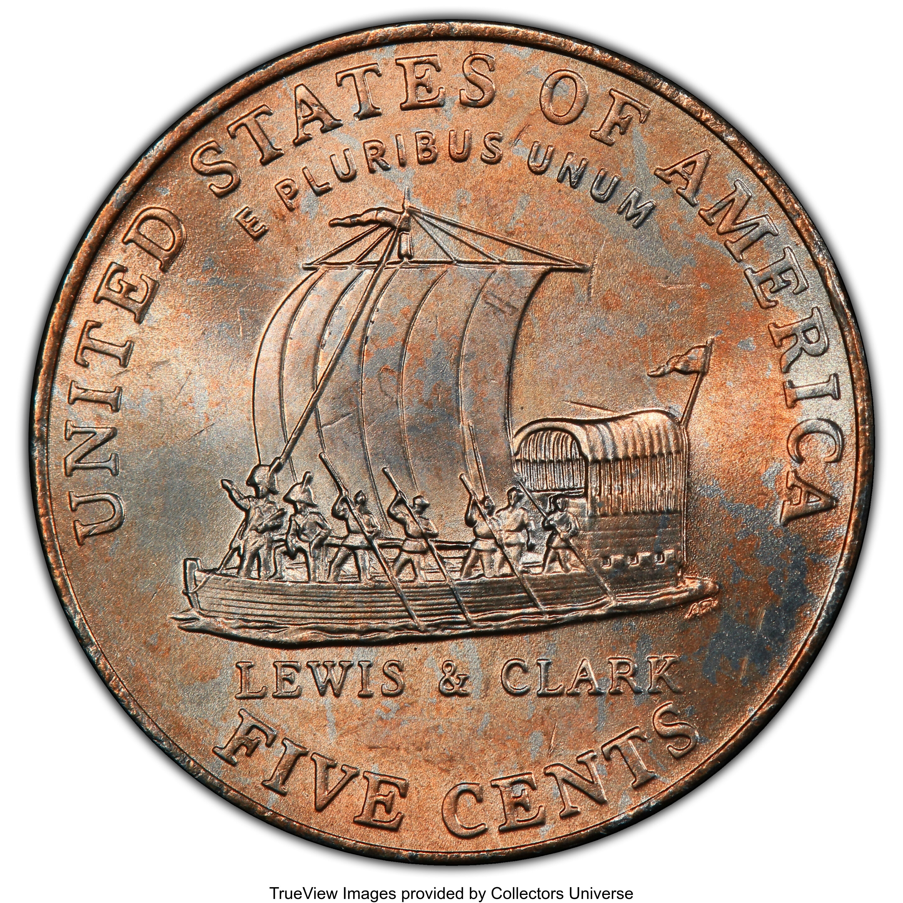 image for: 2004-P 5C Keel Boat Jefferson Nickel -- Improperly Annealed Planchet -- MS64 PCGS....
