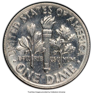 image for: 1970-D 10C Roosevelt Dime -- Obverse Clad Layer Missing -- MS63 PCGS...