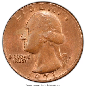 image for: 1971-D 25C Washington Quarter Dollar -- Obverse Clad Layer Missing -- MS64 PCGS....