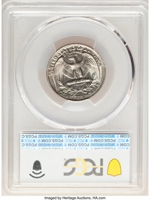 image for: 1971-D 25C Washington Quarter Dollar -- Obverse Clad Layer Missing -- MS64 PCGS....