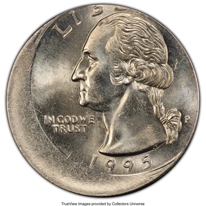 image for: 1995-P 25C Washington Quarter Dollar -- Struck 20% Off Center -- MS65 PCGS....