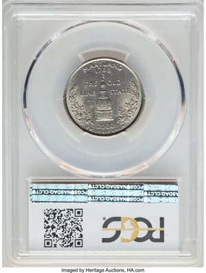 image for: 2000-P 25C Maryland Statehood Quarter -- Obverse Die Chip @ Chin -- MS62 PCGS....