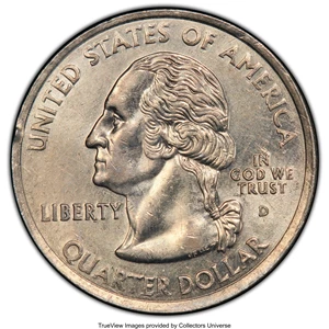 image for: 2002-D 25C Tennessee Statehood Quarter Dollar -- Missing Reverse Clad Layer -- AU58 PCGS....