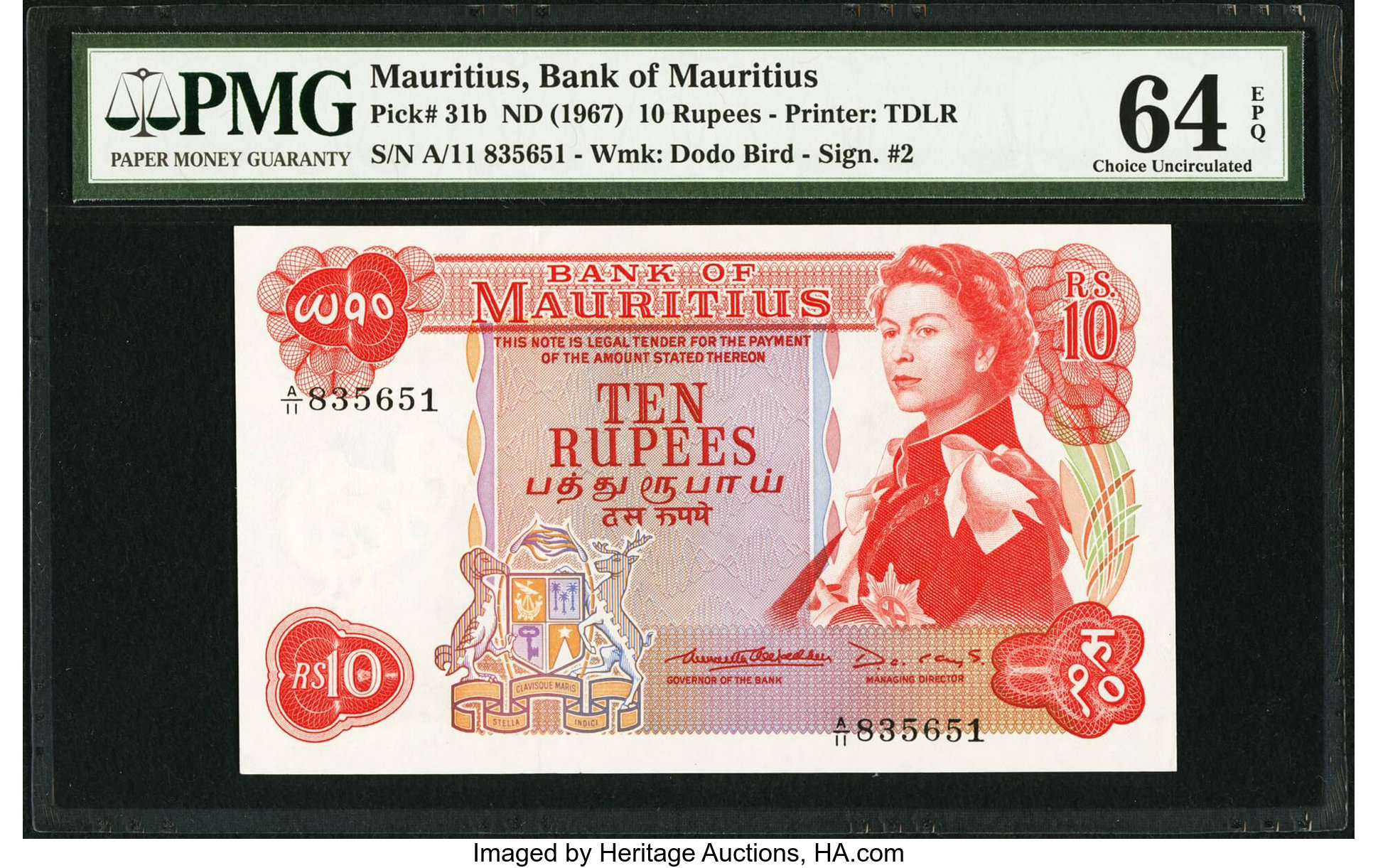image for: Mauritius  10 rupees (B402b)