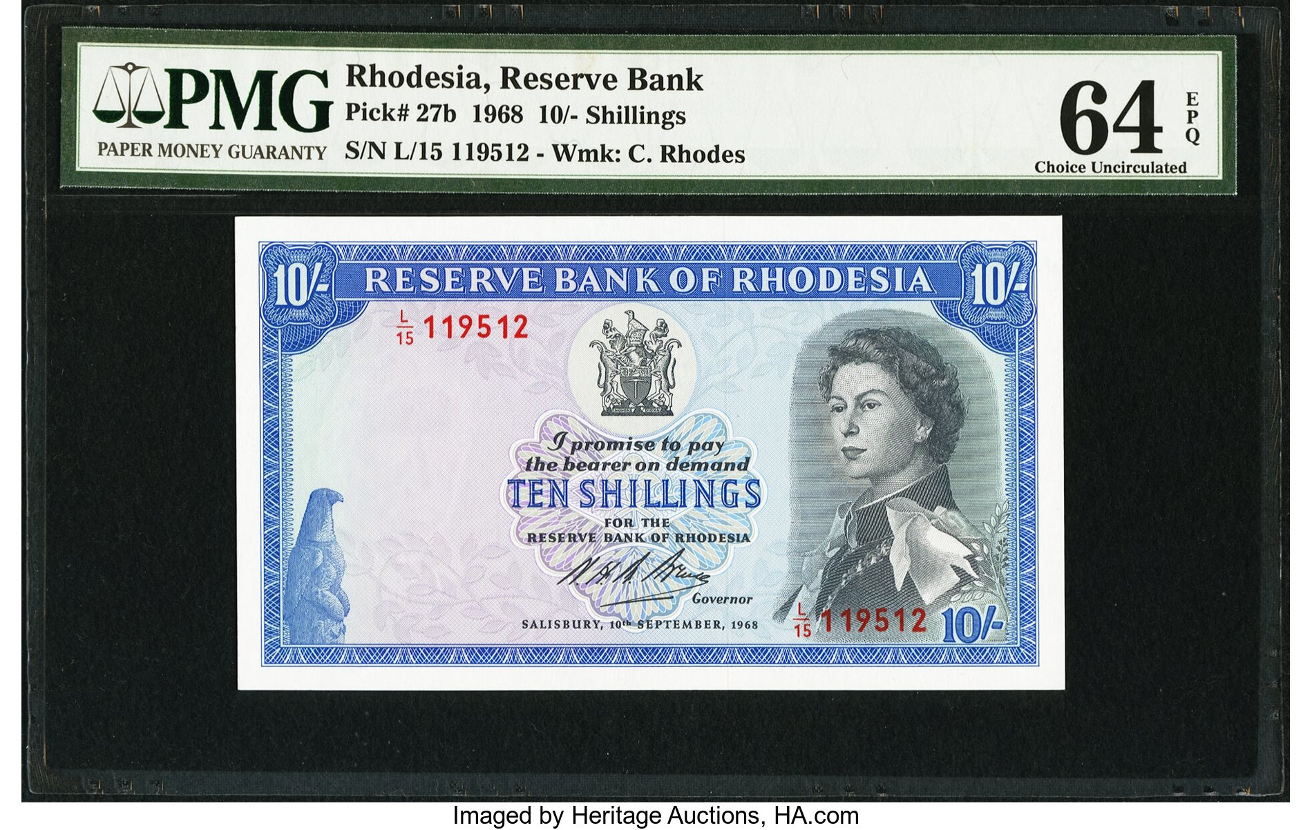 image for: Rhodesia  10 shillings(B104a)