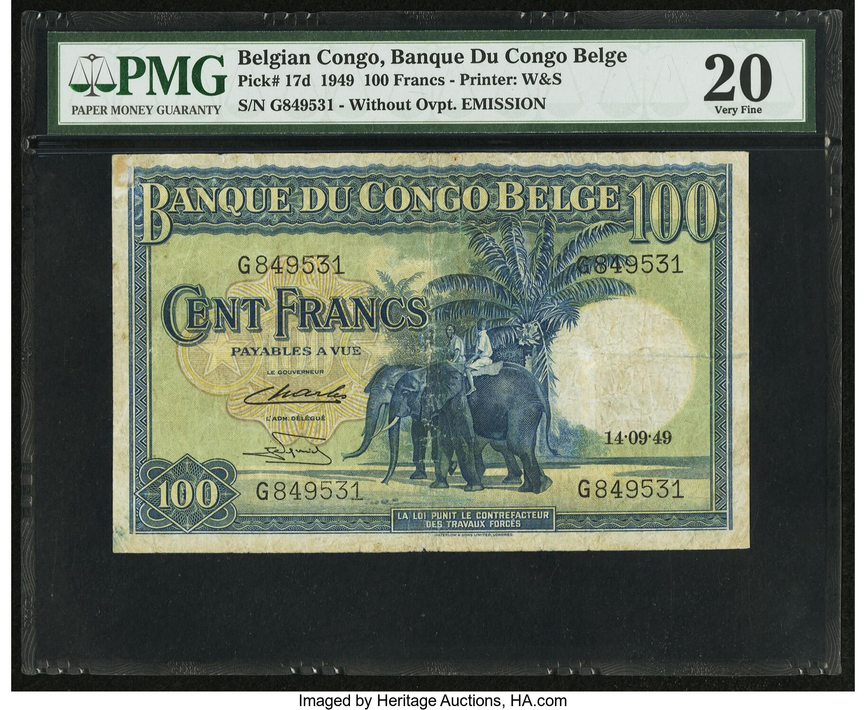 image for: Belgian Congo  100 francs(B219b)