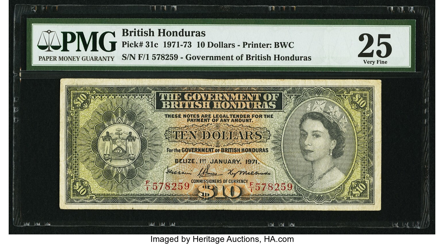 image for: British Honduras  10 dollars (B130as)