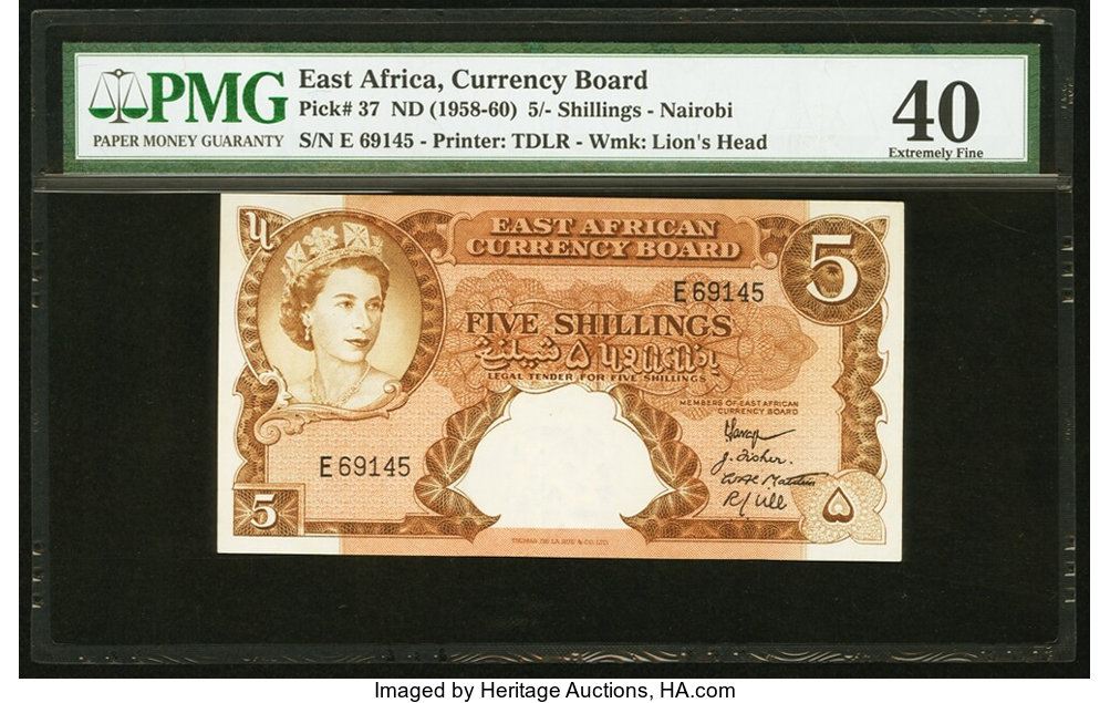 image for: East Africa  5 shillings(B227a)
