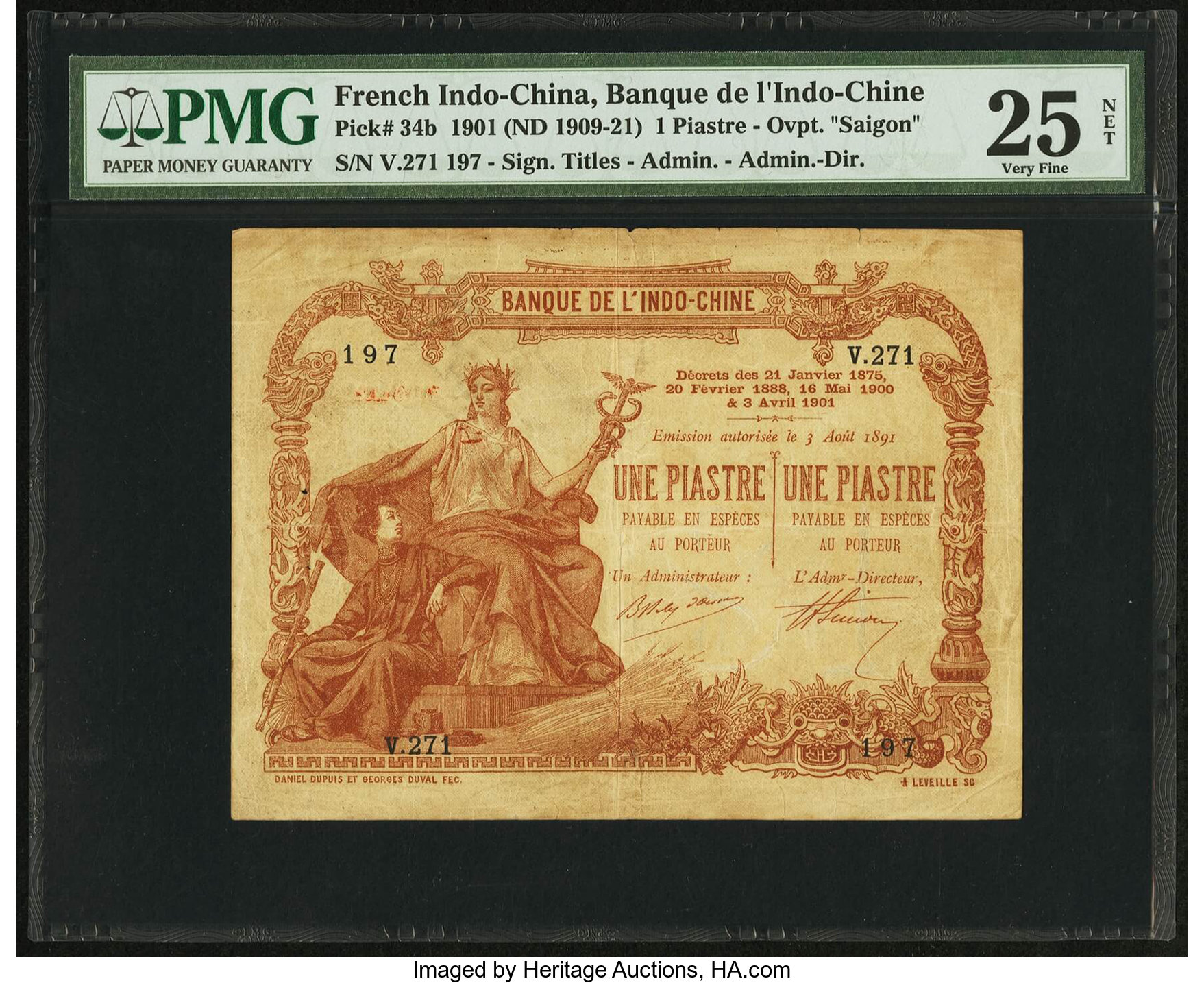 image for: French Indo-China  1 piastre(B114c)