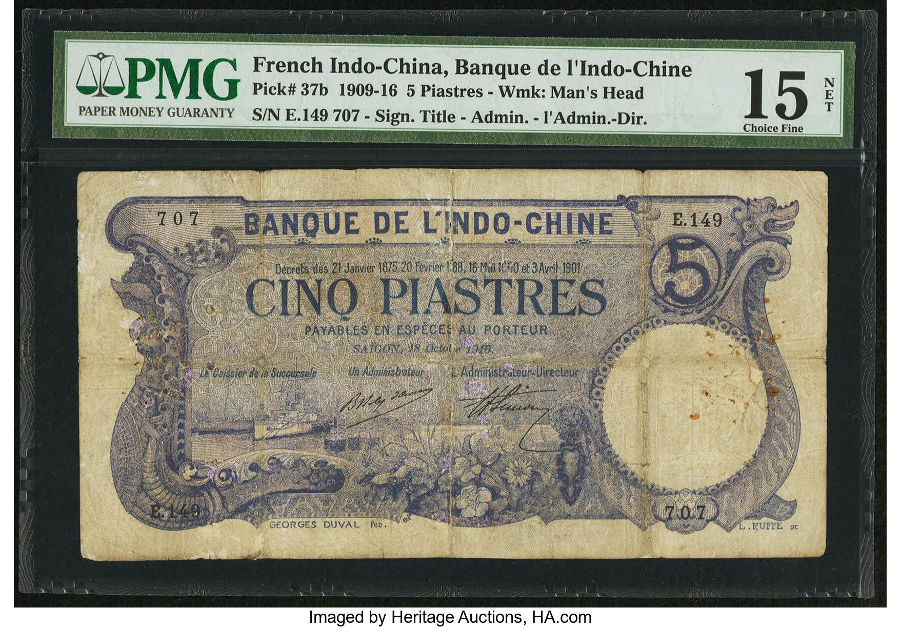 image for: French Indo-China  5 piastres(B119b)