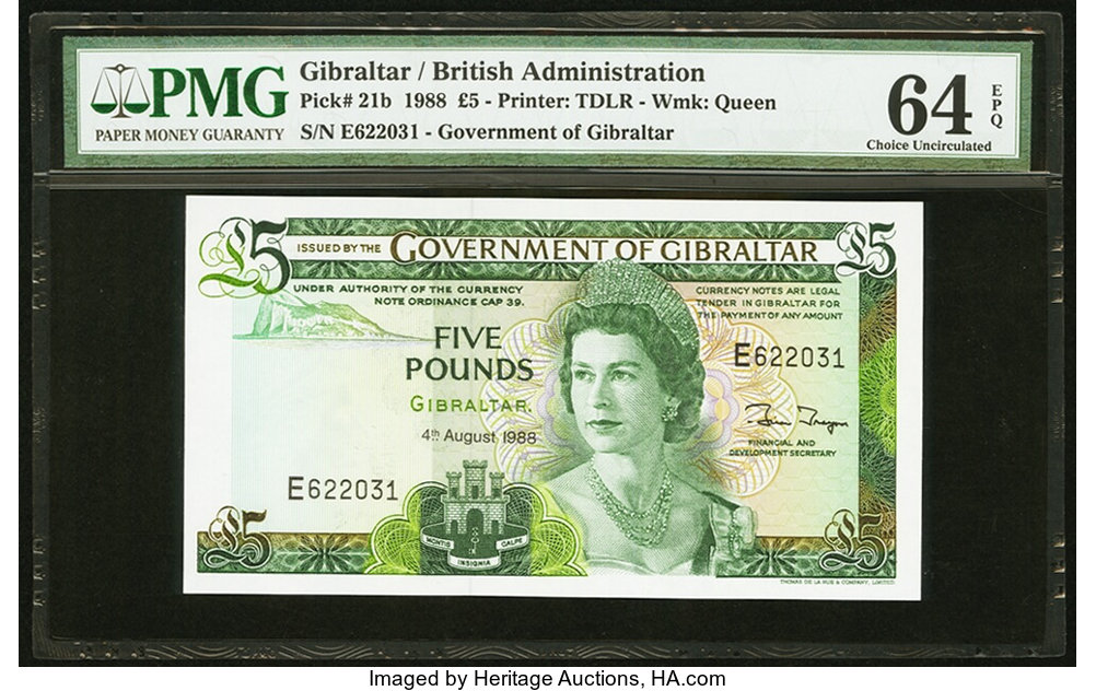 image for: Gibraltar  5 pounds (B119a)