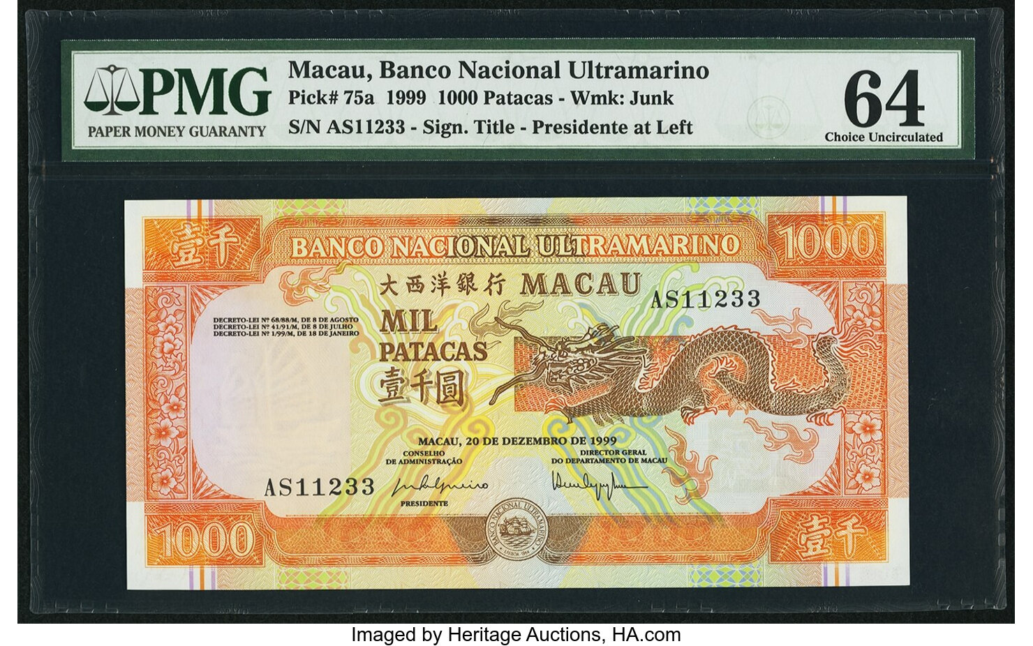 image for: Macau  1,000 patacas (B067f)