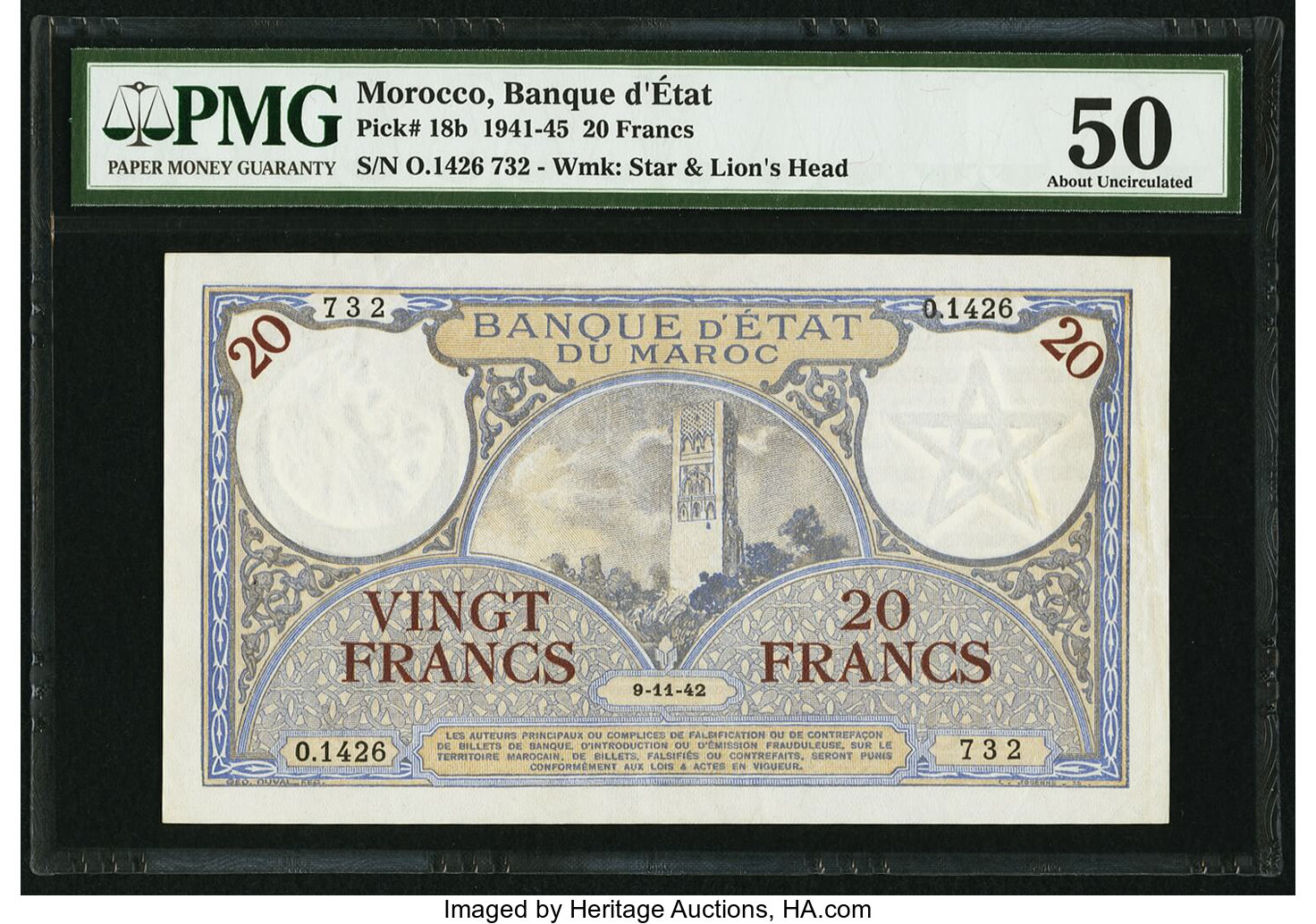 image for: Morocco  20 francs(B209c)
