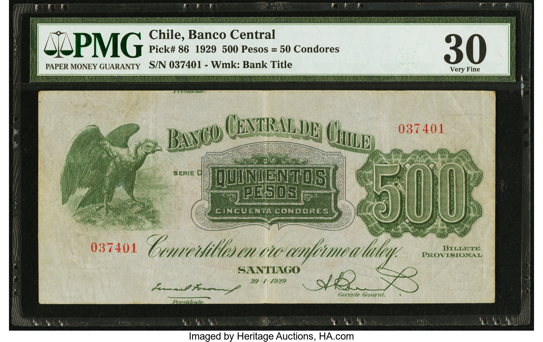 image for: Chile  500 pesos = 50 condors(B216a)