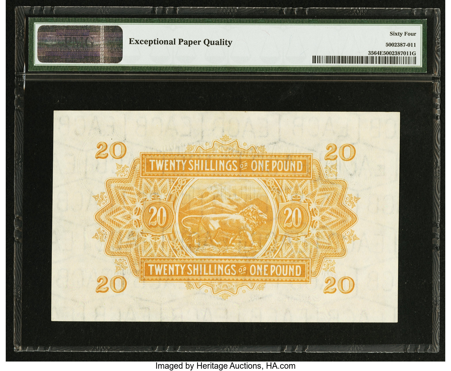 image for: East Africa  20 shillings = 1 pound(B225d)