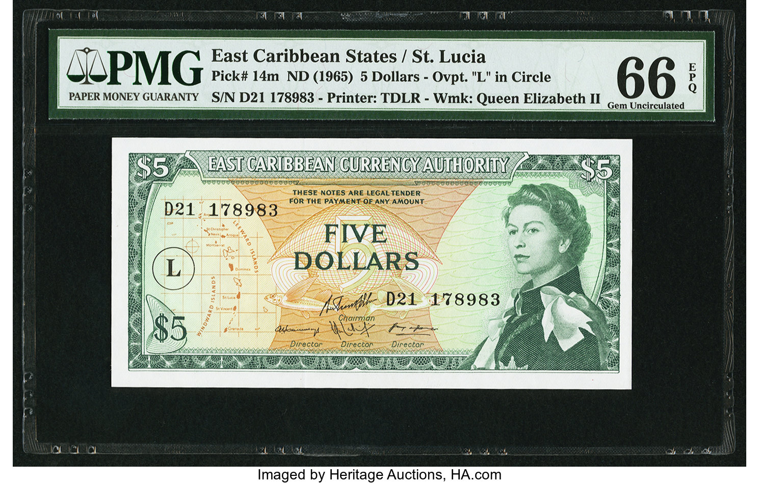 image for: East Caribbean States  5 dollars (B102c8)