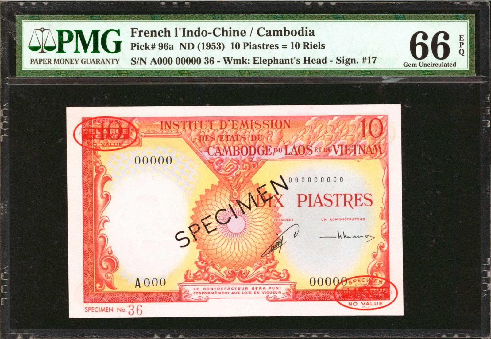 image for: French Indo-China  10 piastres(B405b)