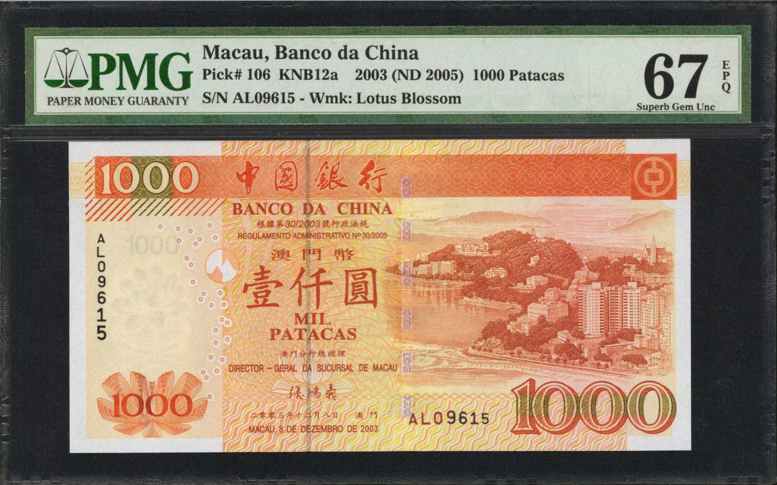 image for: Macau  1,000 patacas (B212az)