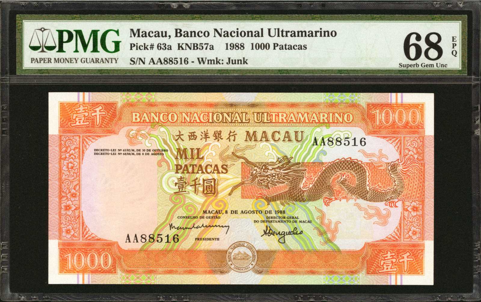 image for: Macau  1,000 patacas (B066as1)