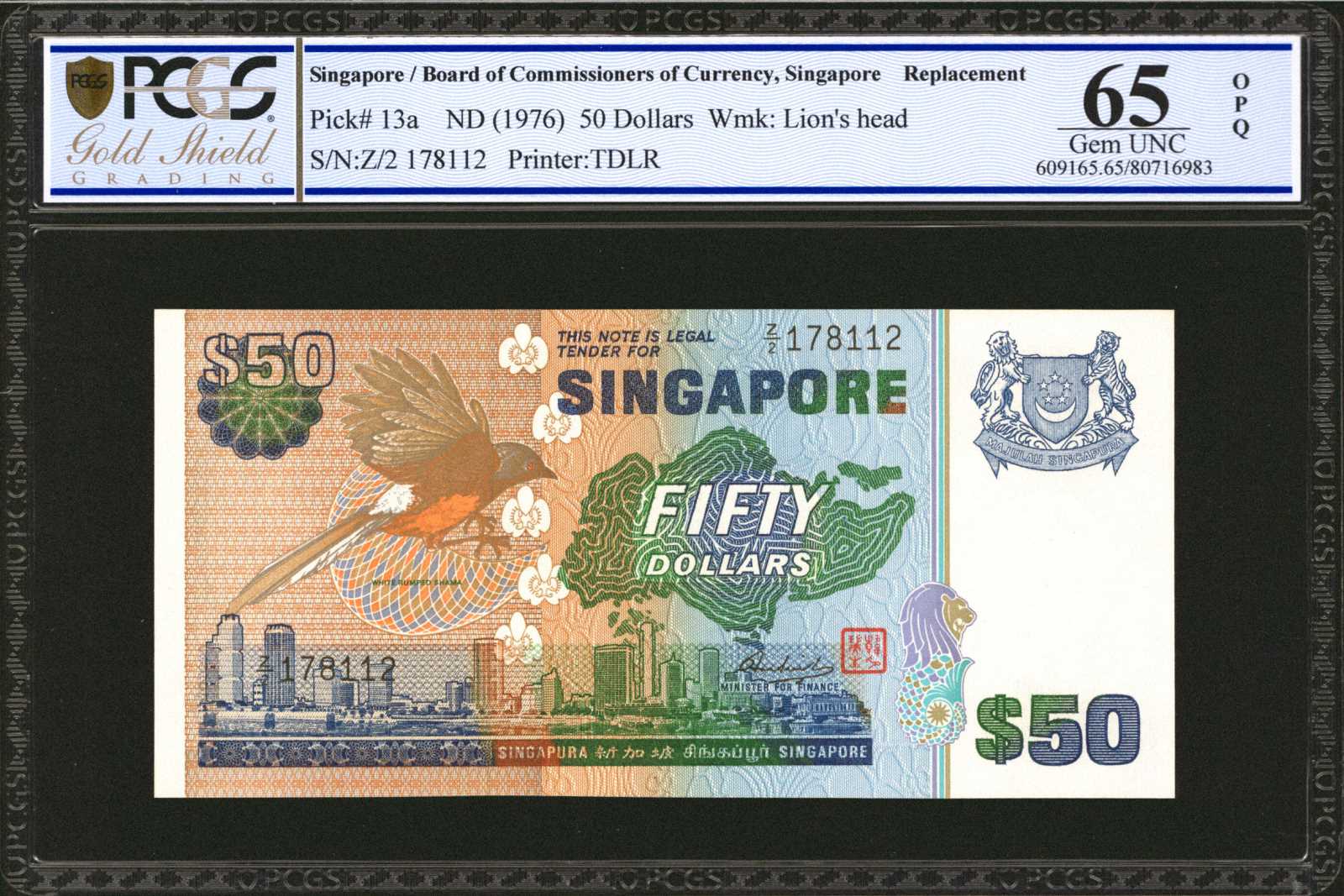 image for: Singapore  50 dollars (B114as)