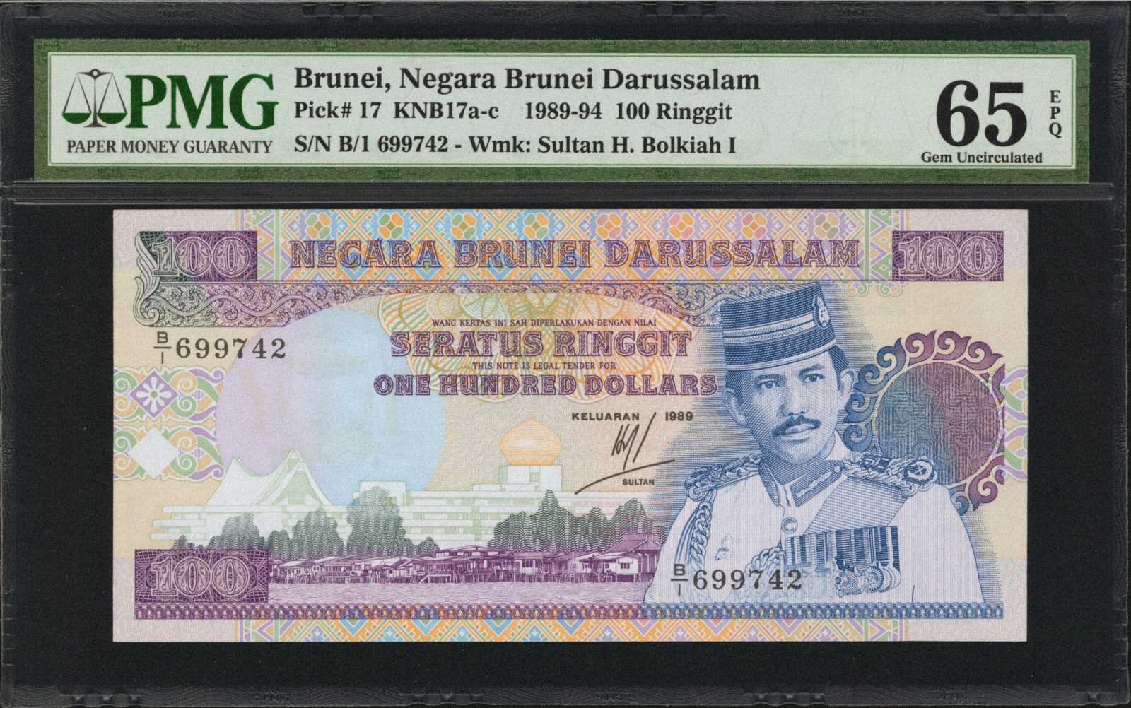 image for: Brunei  100 dollars (B117a)