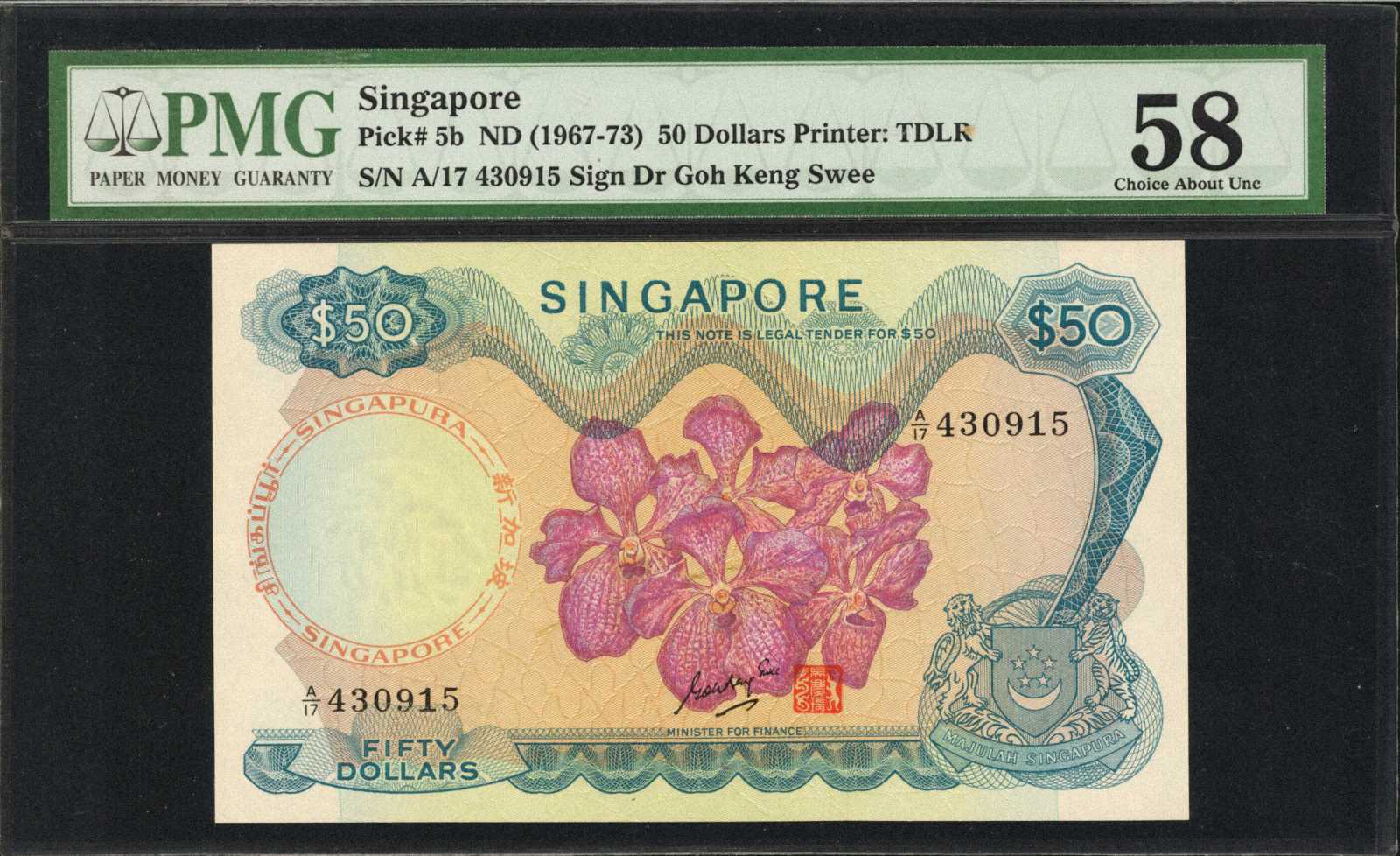 image for: Singapore  50 dollars (B105ds)