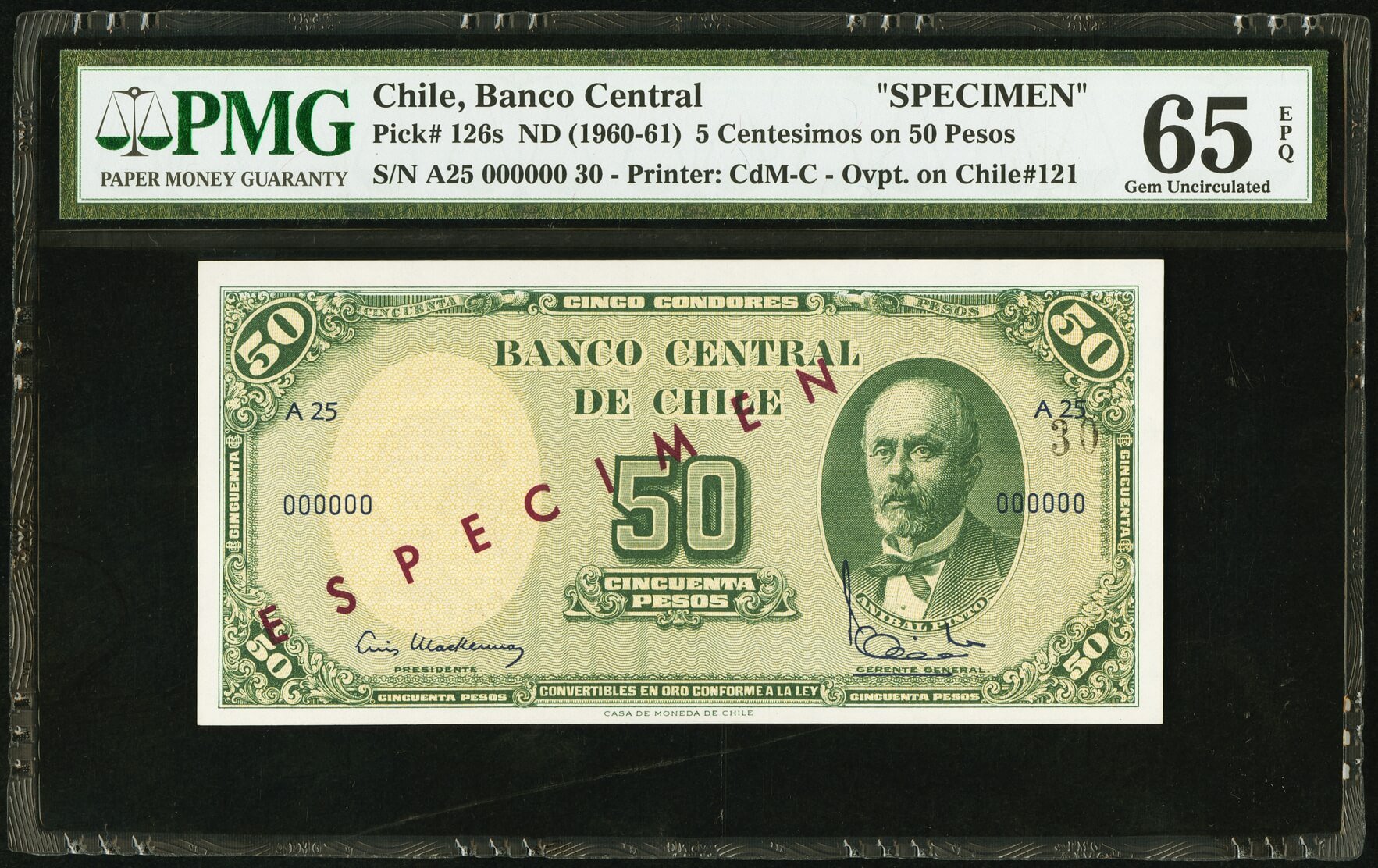 image for: Chile  5 centesimos on 50 pesos(B260cs)
