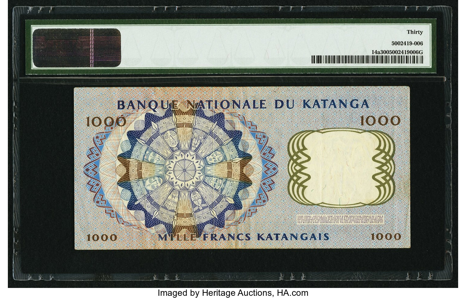 image for: Katanga  1,000 francs(B211a)