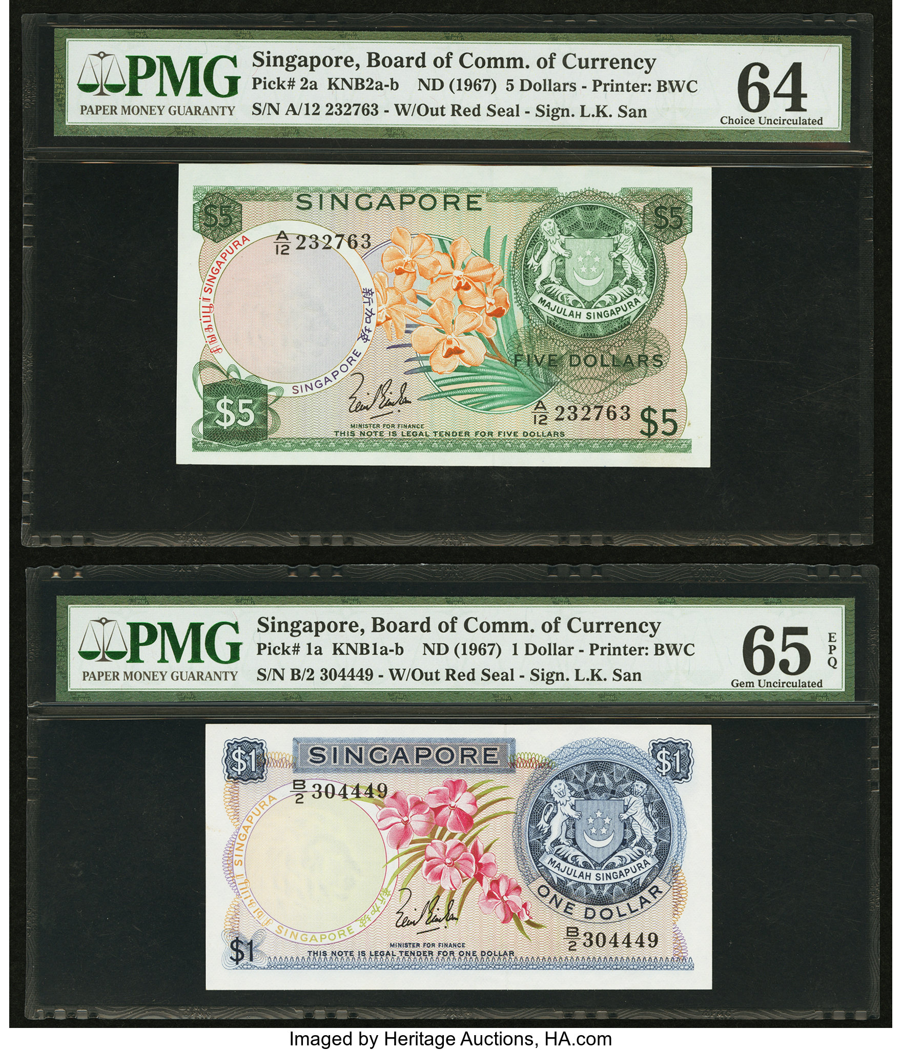 image for: Singapore  5 dollars (B102cs)