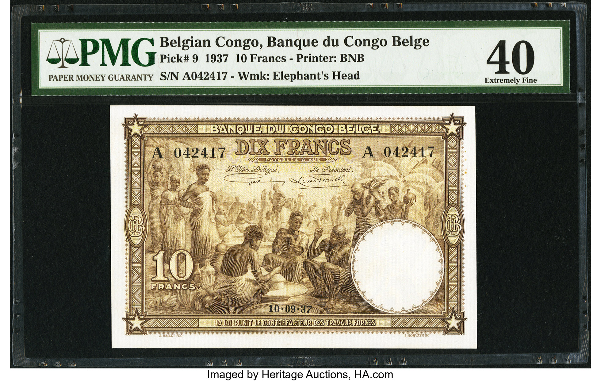 image for: Belgian Congo  10 francs (B204a)