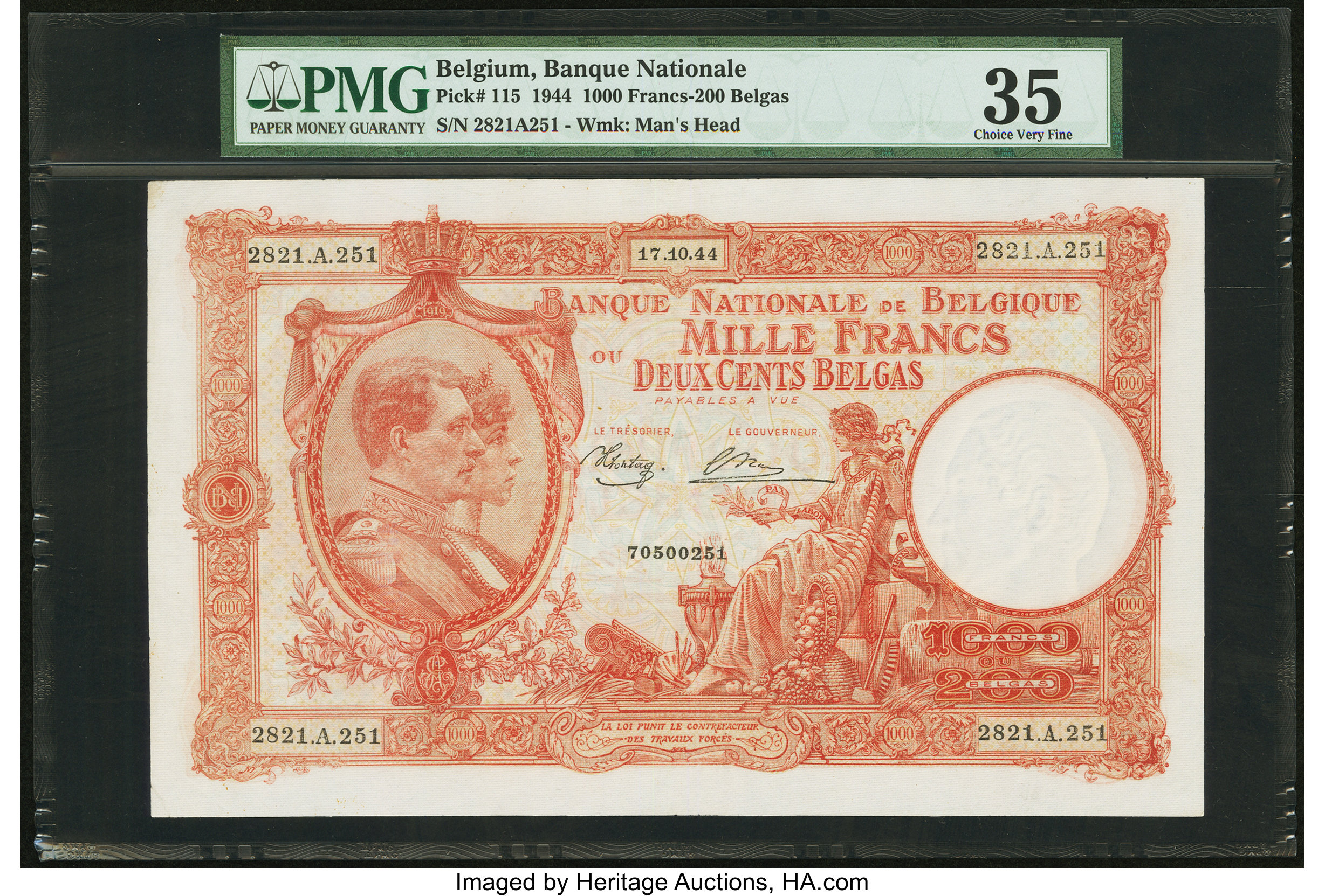 image for: Belgium  1,000 francs / 200 belgas (B567as1)