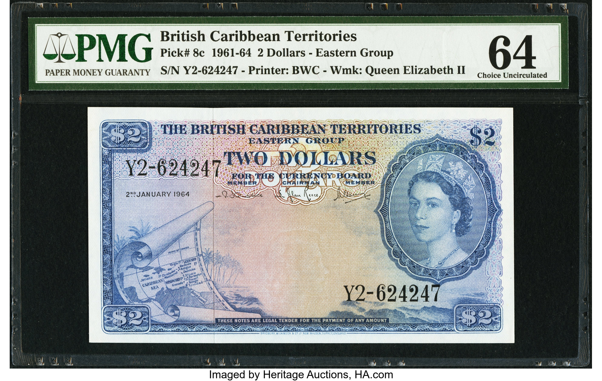 image for: British Caribbean Territories  2 dollars(B108k)