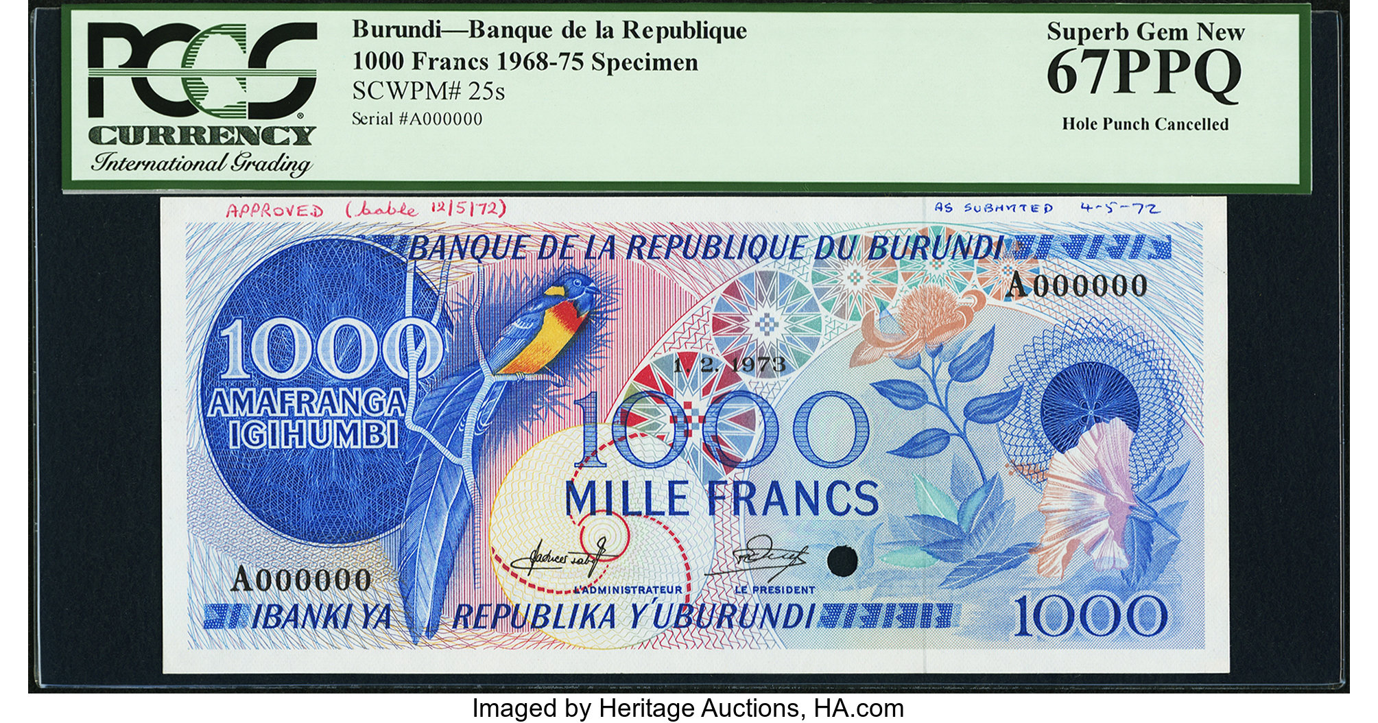 image for: Burundi  1,000 francs(B212dp)