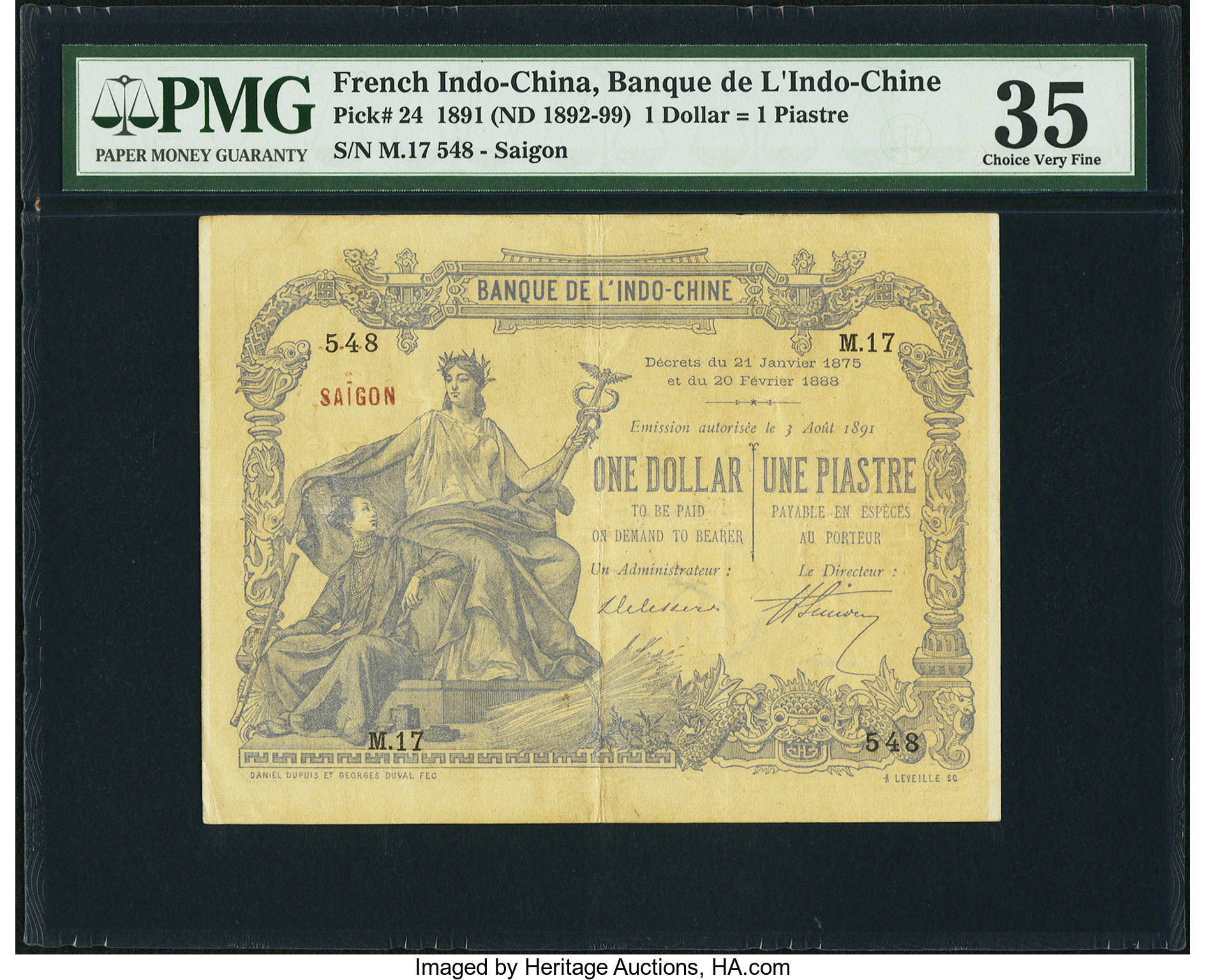 image for: French Indo-China  1 dollar = 1 piastre(B101as)
