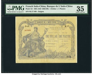 image for: French Indo-China 1 dollar = 1 piastre(B101a)