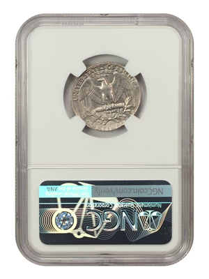 image for: Mint Error: 1986-D 25c NGC AU55 (Struck on 5c Blank)