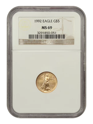 image for: 1992 Gold Eagle $5 NGC MS69