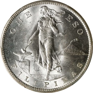 image for: PHILIPPINES. Peso, 1907-S. San Francisco Mint. PCGS MS-63.
