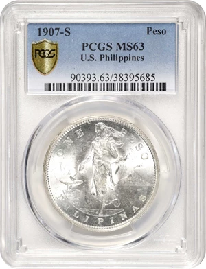 image for: PHILIPPINES. Peso, 1907-S. San Francisco Mint. PCGS MS-63.