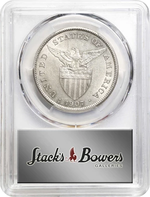 image for: PHILIPPINES. Peso, 1907-S. San Francisco Mint. PCGS AU-58.