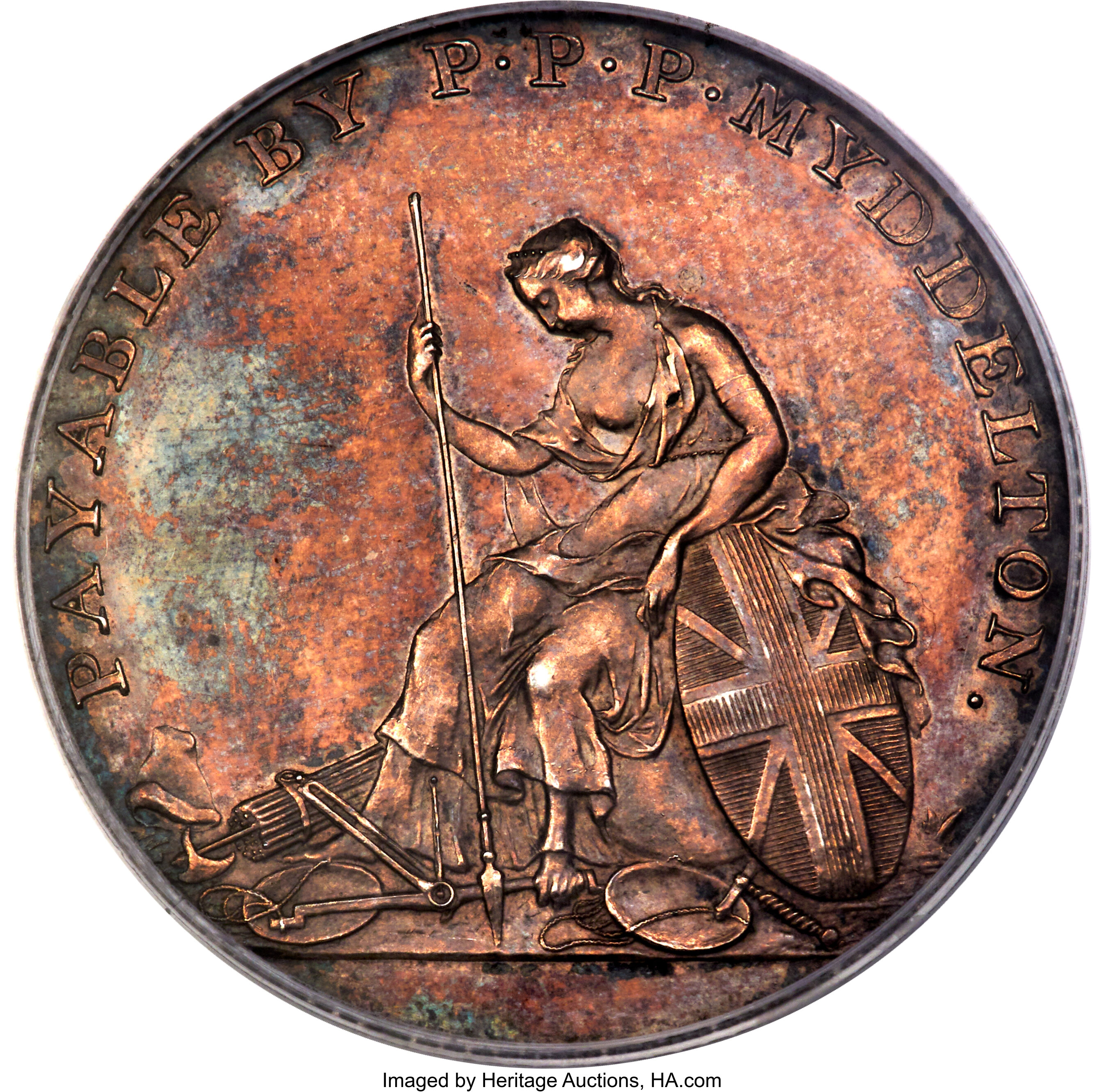 image for: 1796 TOKEN Myddelton Token, Silver, PR63 PCGS. W-8905, R.6....