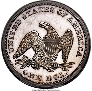 image for: 1855 $1 PR64 Cameo PCGS. CAC. OC-P1, High R.5....