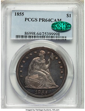 image for: 1855 $1 PR64 Cameo PCGS. CAC. OC-P1, High R.5....
