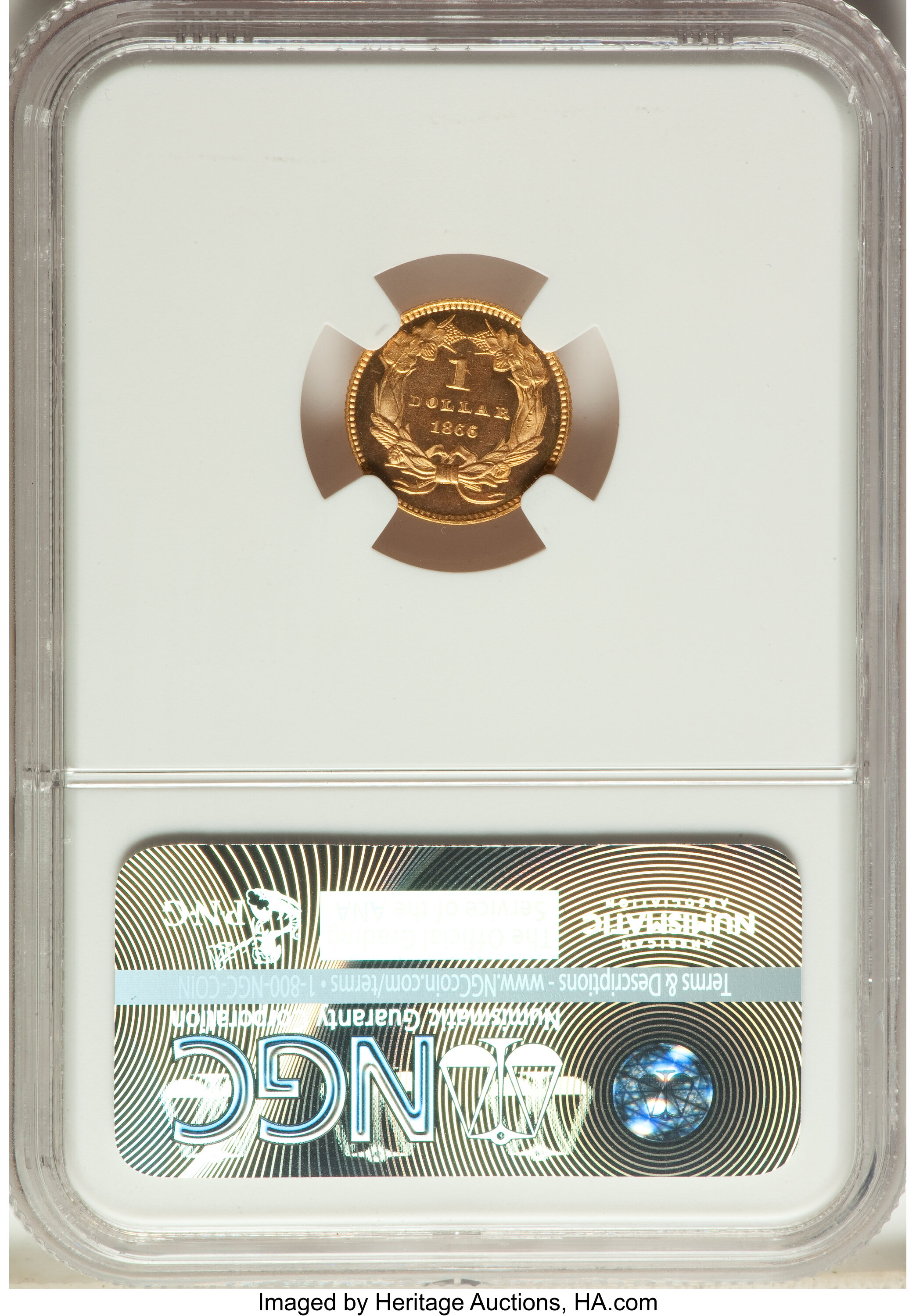 image for: 1866 G$1 PR66 Cameo NGC. JD-1, R.6....